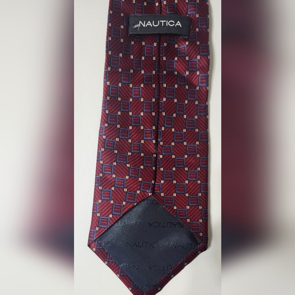 Nautica Other - Nautica Silk Maroon and Blue Geometric Tie